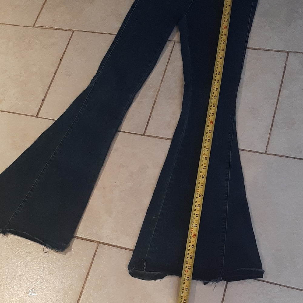 70'sThree🐦Bird🐦Nest Y2K☮HIPPIE Midnight Blue VINTAGE FLARE Jeans Sz XS/S - Picture 8 of 11